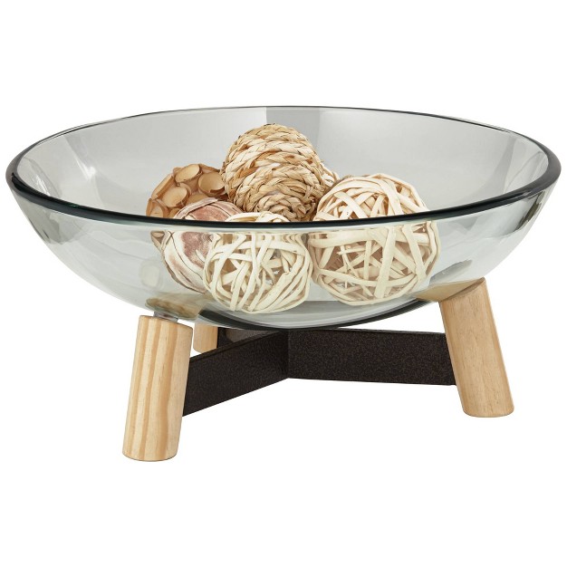 Wide Clear Tempered Glass Decorative Bowl