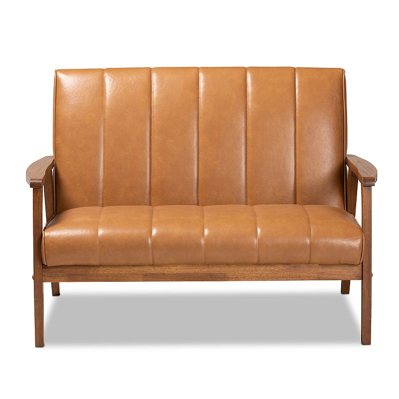 Baxton Studio Nikko Brown Loveseat