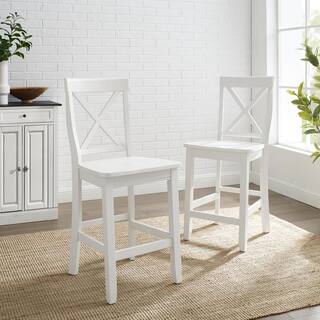 CROSLEY FURNITURE White X-Back Counter Stool (Set of 2) CF500424-WH