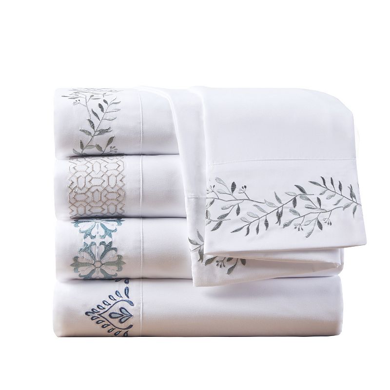 Madison Park Ultra-Soft 4-Piece Embroidered Microfiber Sheet Set