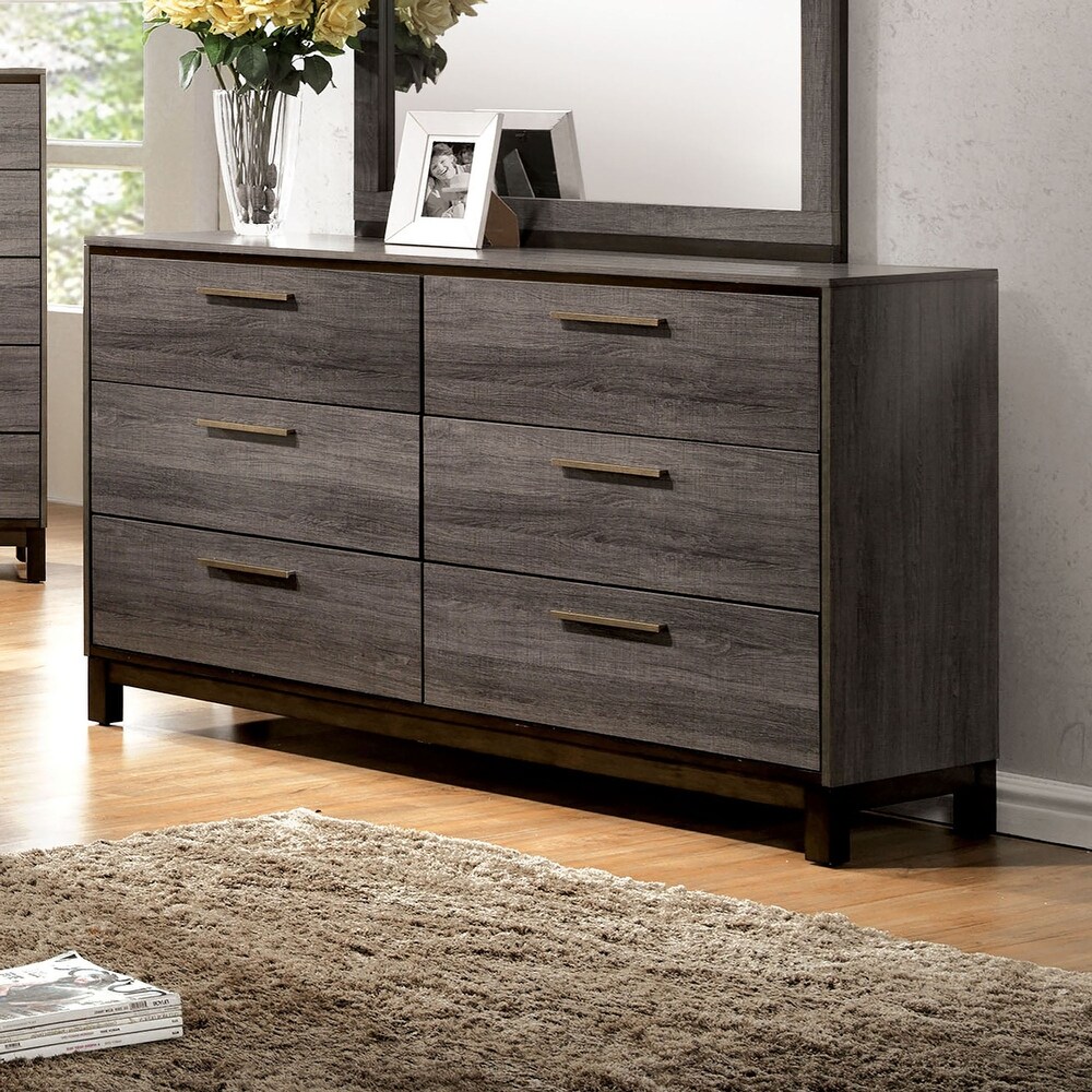 Fika Contemporary Antique Gray 56 inch Wide 6 Drawer Wood Dresser by Furniture of America