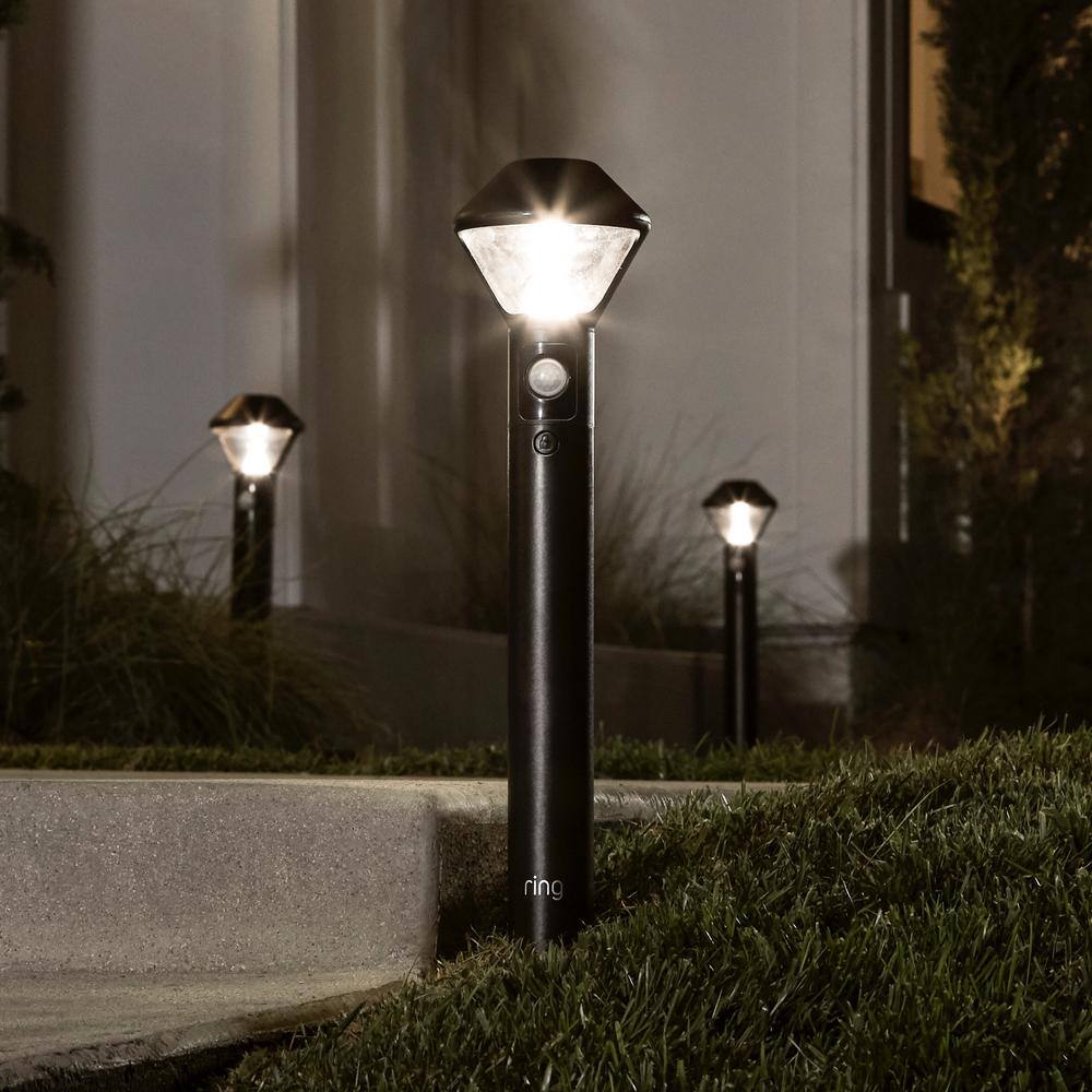 Ring Smart Lighting 2-Watt Equivalent LED Black Motion Activated Outdoor Battery Path Area Light with Smart Lighting Bridge 5LP3X9-BEN0