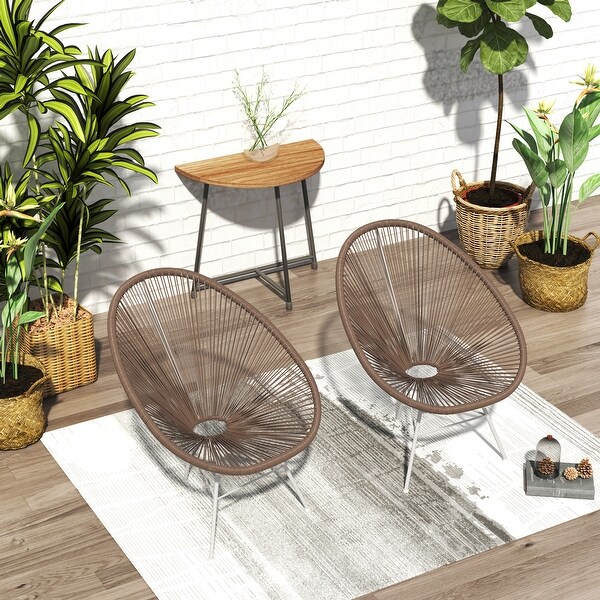 Corvus Sarcelles Acapulco Modern Wicker Bistro Chairs(Set of 2)