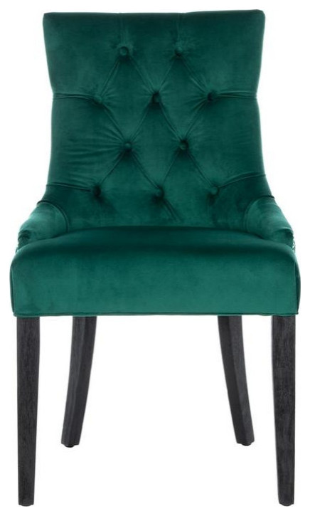 Spruce 19  x27 x27Tufted Ring Chair set of 2 Emerald / Espresso   Contemporary   Dining Chairs   by AED Luxury Home Decor  Houzz