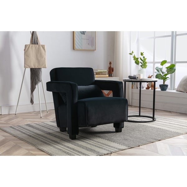 Velvet Open Back Upholstered Armchair with Pillow