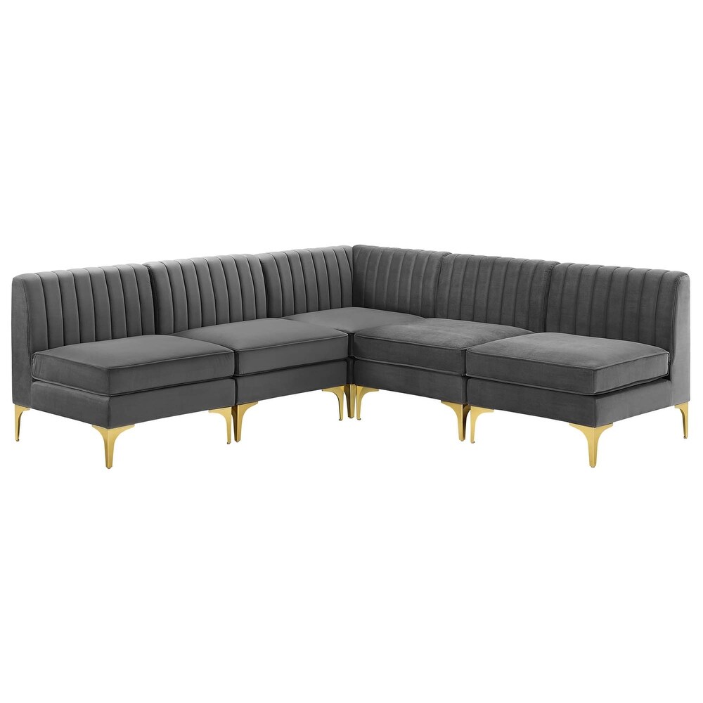 Triumph Channel Tufted Performance Velvet 5 Piece Sectional Sofa