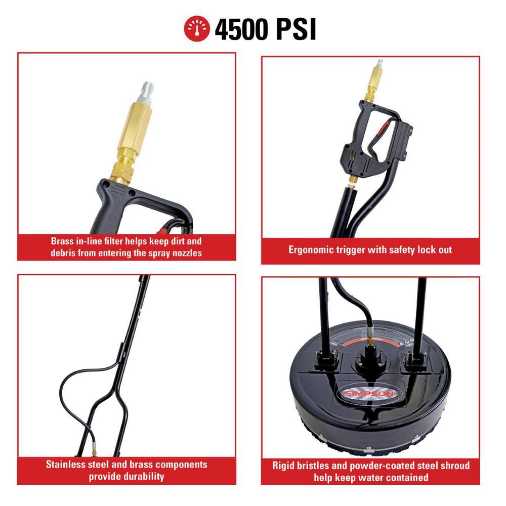 SIMPSON Universal 20 in. Surface Cleaner for HotCold Water Pressure Washers Rated Between 3450 PSI and 4500 PSI 80182