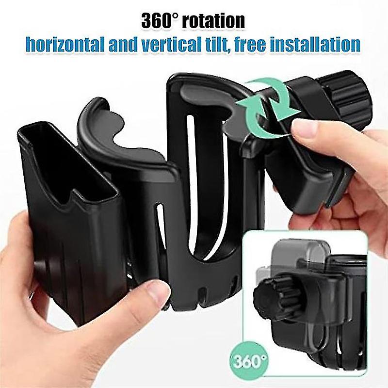 Multifunctional 2-in-1 Bicycle Water Bottle Holder， Phone Holder， Universal Baby Stroller Cup Holder