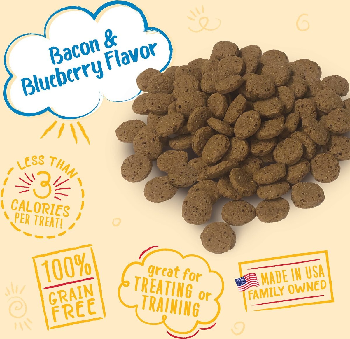 Charlee Bear Natural Bear Crunch Grain-Free Bacon and Blueberry Dog Treats