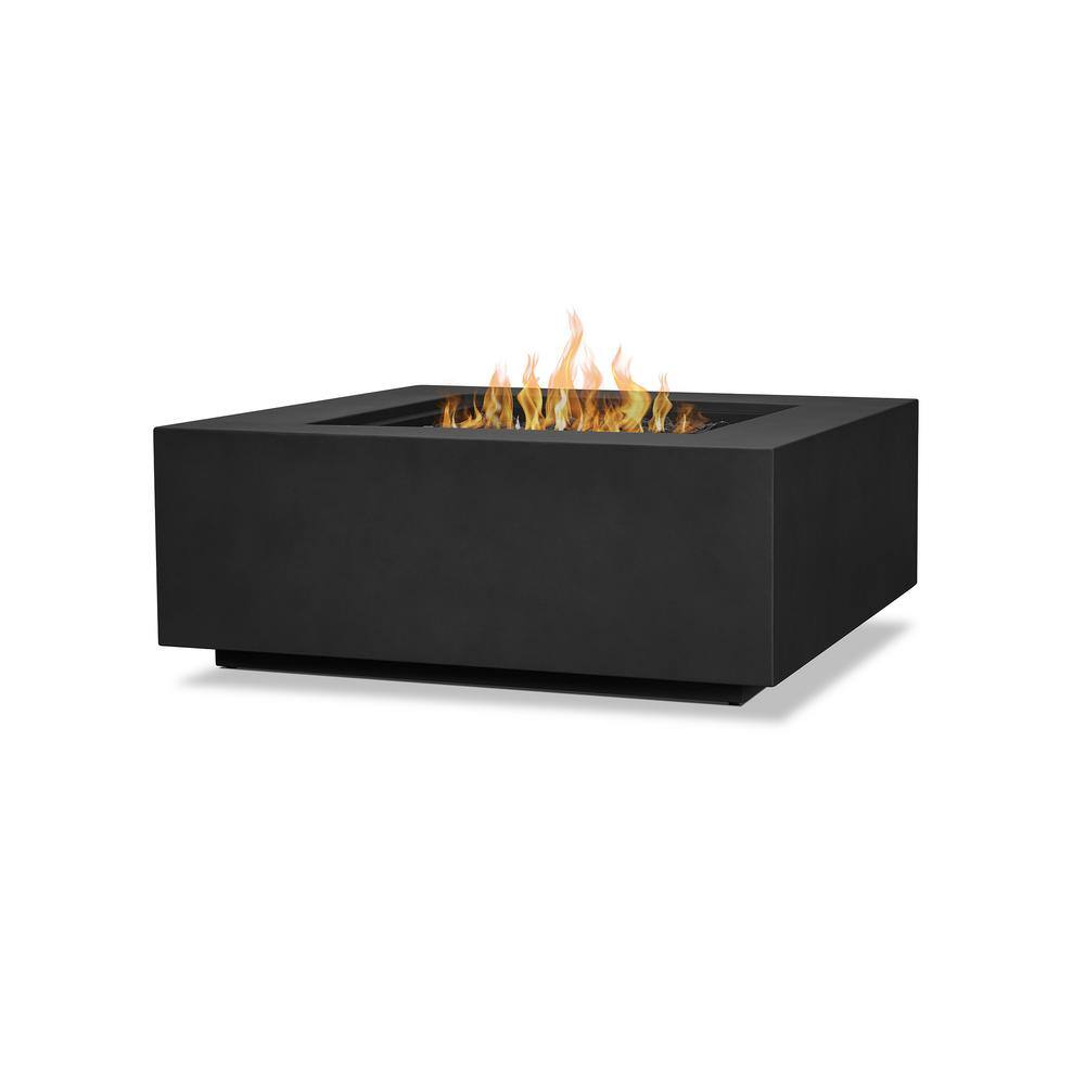 Real Flame Aegean 36 in. W X 15 in. H Outdoor Square Powder Coated Steel Propane Fire Pit in Black with Lava Rocks C9812LP-BLK