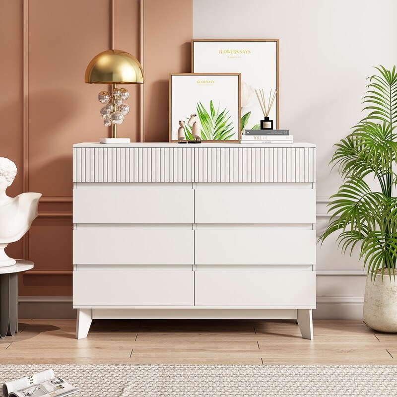 Sideboard Buffet Cabinet  Modern Storage Cabinet with 8 Drawers  Accent Cabinet for Living Room  Bedroom  Hallway