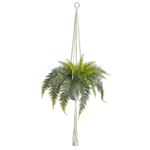 25 Fern Hanging Artificial Plant in Decorative Basket