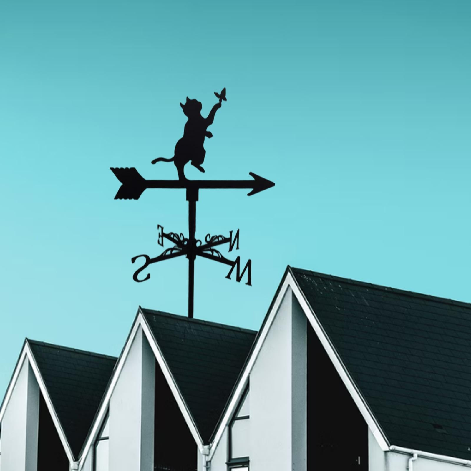 Cat Weathervane Roof Mount Weather Vane Outdoor Scene Ornament 23'' Tall