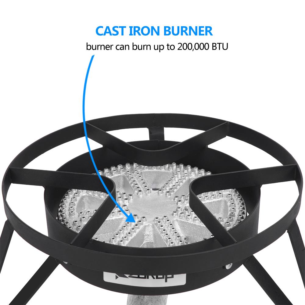 Ktaxon 0-20 Psi Regulator Propane 200,000BTU High Pressure Round Single Burner, Black 11.22"(Dia)