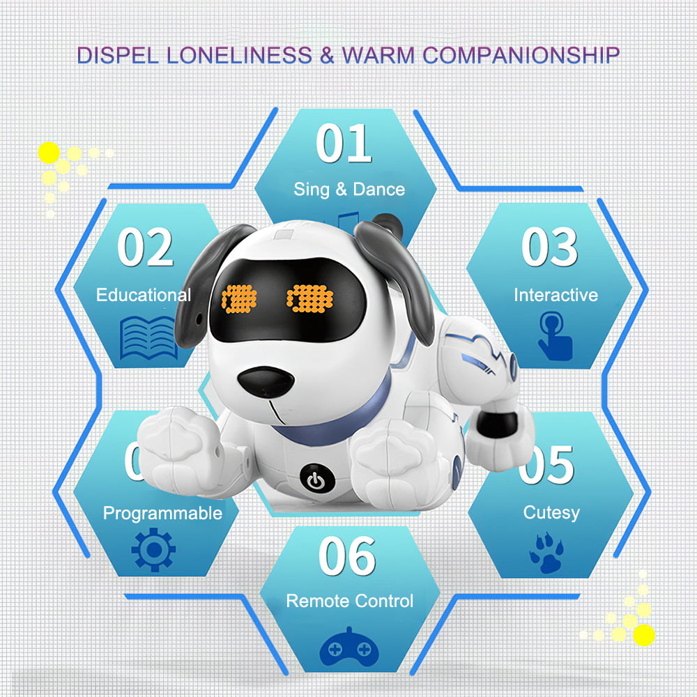 LE NENG TOYS K16A Electronic Pets Robot Dog Stunt Dog Voice Command Programmable Touch Sense Music Toy for Kids Birthday Christmas Gift