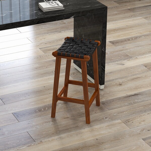 Andy Mid-Century Leather Upholstered Bar Stool