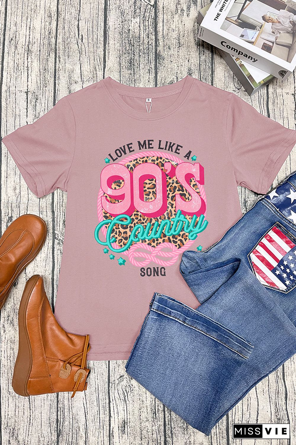 Love Me Like A 90's Country Song Short Sleeve Graphic Tee Wholesale