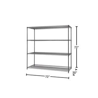 TRINITY PRO Black 4-Tier Steel Wire Garage Storage Shelving Unit (72 in. W x 72 in. H x 30 in. D) TIJPBA-0949