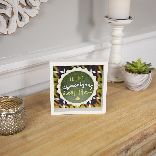 St Patrick x27 s Day Framed Wall Sign 6 quot Green Plaid