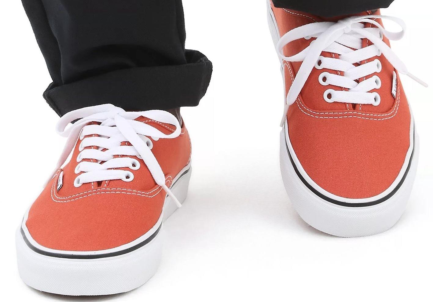 Vans UA Authentic Orange White Mens Canvas Skate Trainers