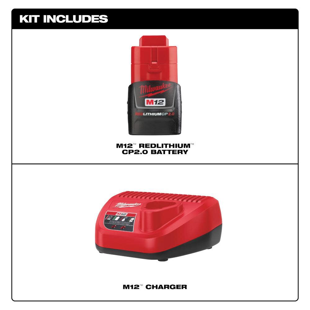 MW M12 REDLITHIUM 2.0Ah Battery and Charger Starter Kit 48-59-2420 from MW