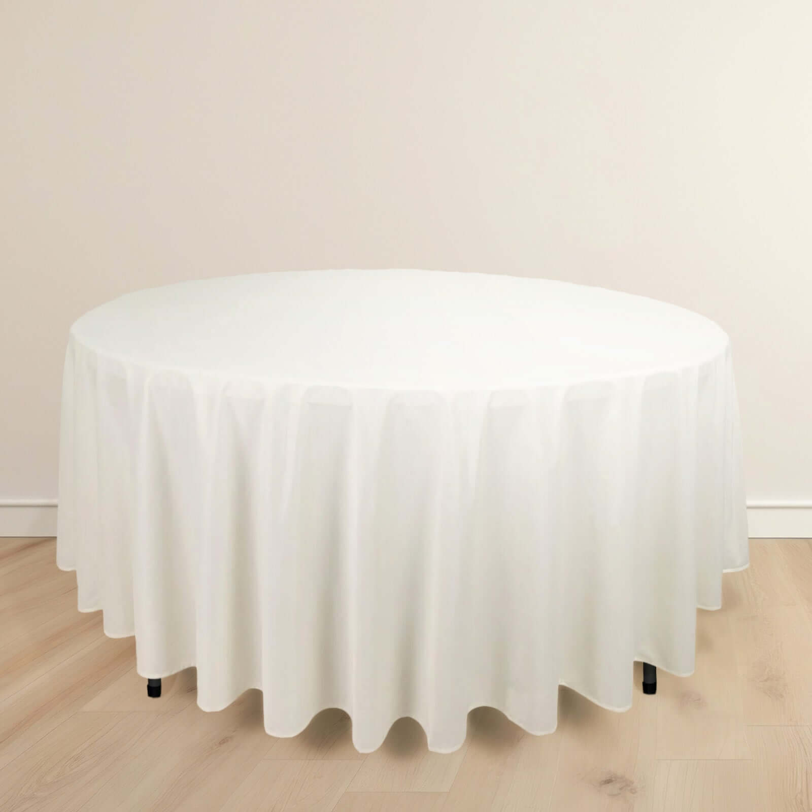 Ivory Premium Scuba Round Tablecloth, Wrinkle Free Polyester Seamless Tablecloth 108