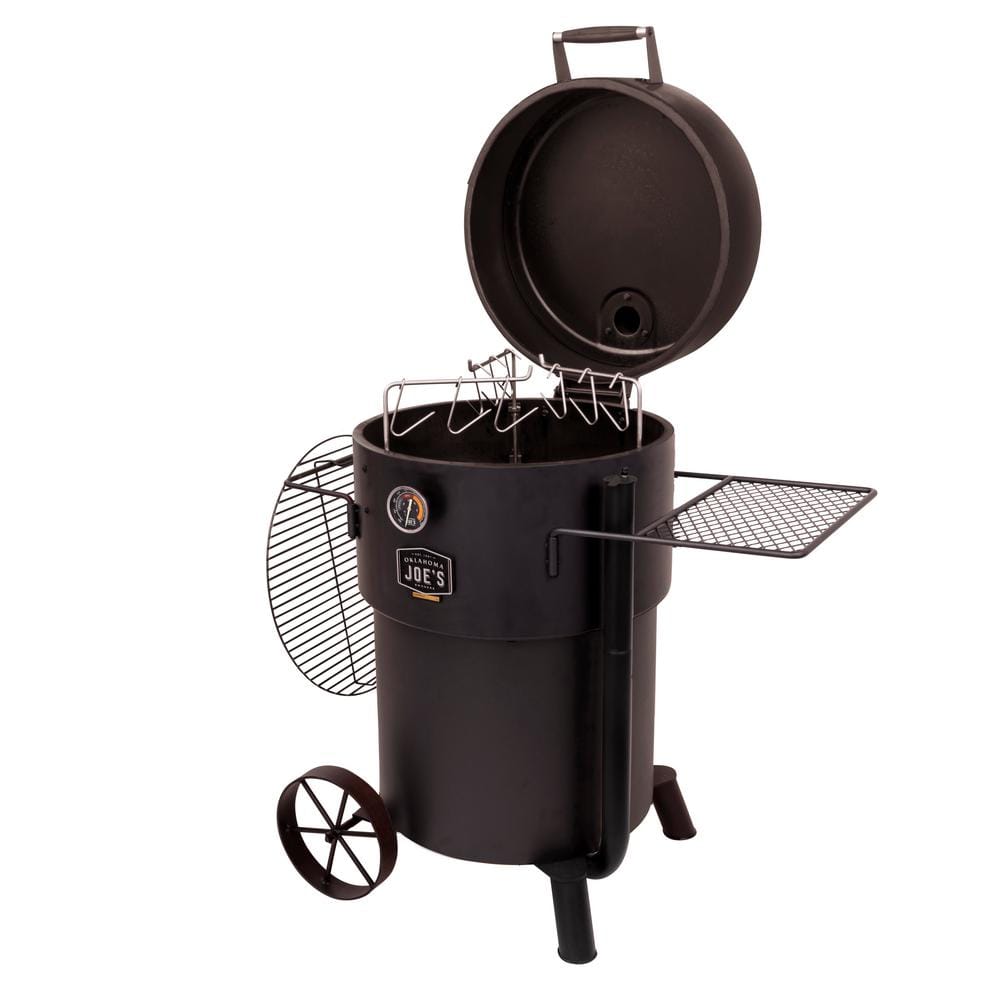 OKLAHOMA JOE'S Bronco Pro Charcoal Drum Smoker and Grill in Black with 366 sq. in. Cooking Space 19202099