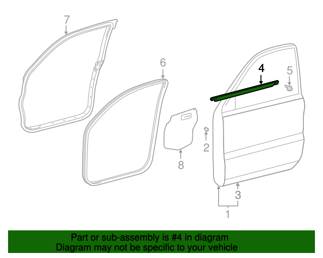 Door Window Belt Weatherstrip (Left， Front)