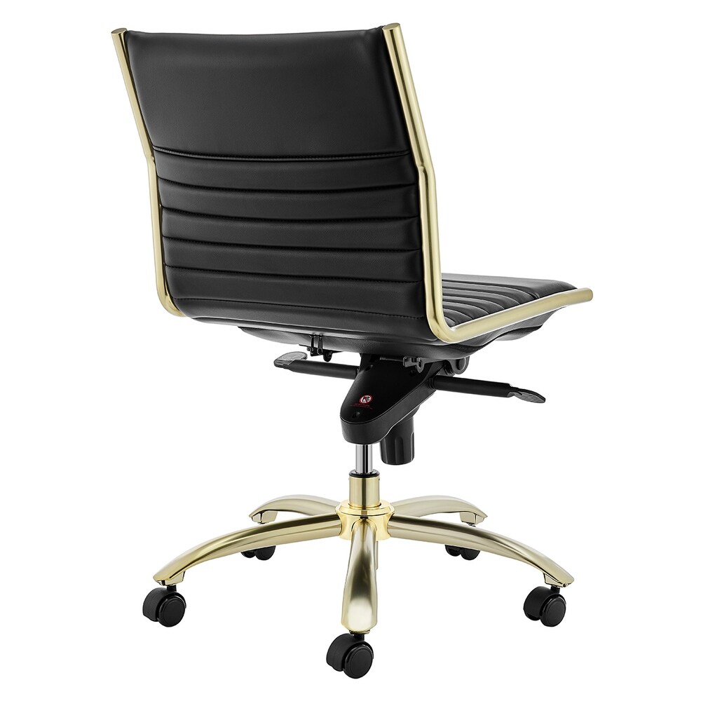 Dirk Low Back Office Chair w/o Armrests in Black with Matte Brushed Gold Base