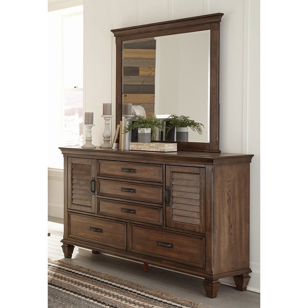 Clemence Beige and Burnished Oak 5-piece Panel Bedroom Set - - 33987901