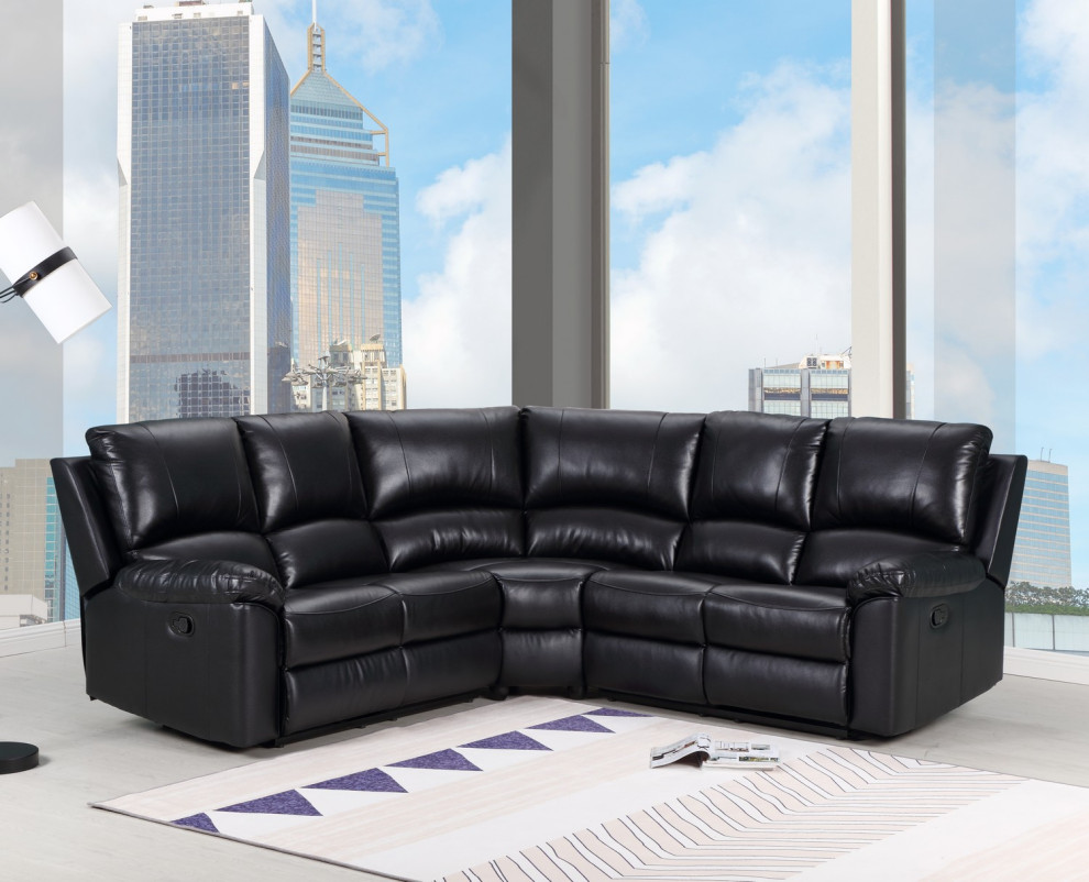 Andrew Leather Air Powered Reclining Contemporary Sectional   Contemporary   Sectional Sofas   by Luxuriant Furniture  Houzz