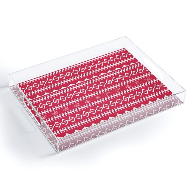 Craftbelly Retro Holiday Red Acrylic Tray Deny Designs