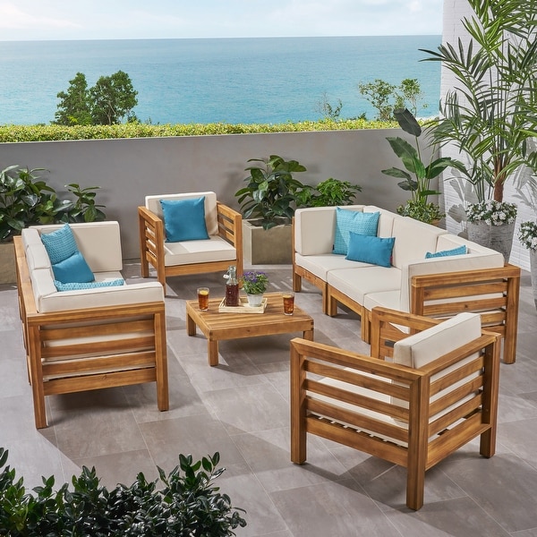 Oana Outdoor 8seat Acacia Sofa and Club Chair Set by Christopher Knight Home