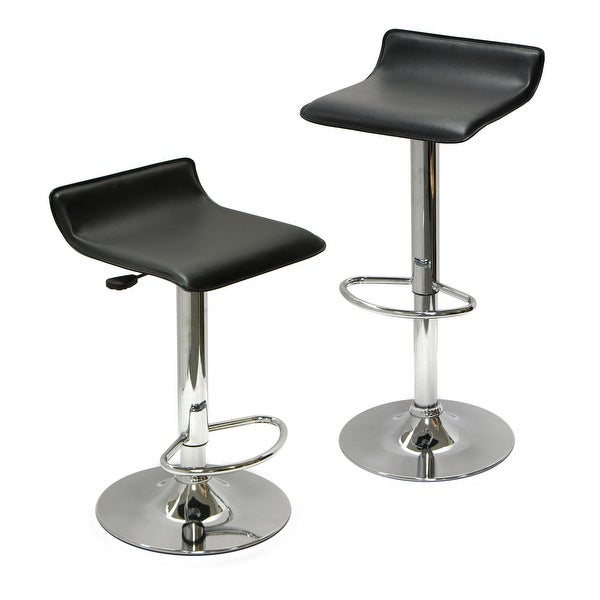 Spectrum 2-Pc Adjustable Swivel Stool Set， Black and Chrome - Black / Metal - 15.10