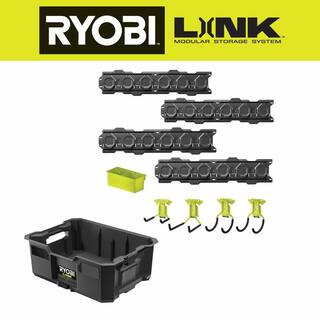 RYOBI LINK Tool Crate with LINK 7-Piece Wall Storage Kit and LINK Wall Rails (2-Pack) STM104-STM503K-STM504