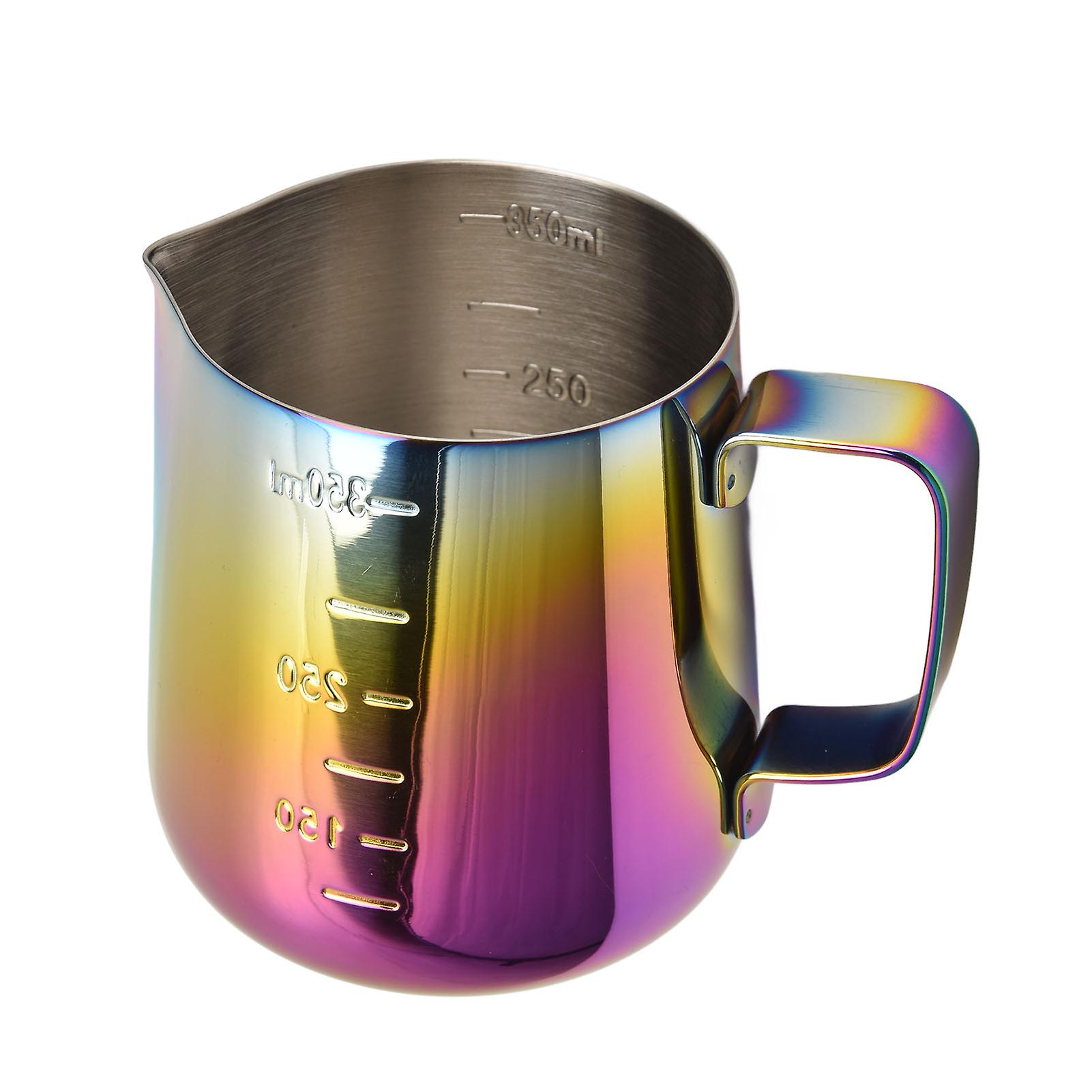 350ml Colorful Stainless Steel Coffee Milk Frothing Jug Garland Cup Latte Jug With Scale