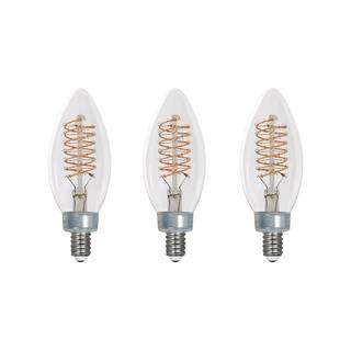 EcoSmart 60-Watt Equivalent B11 Dimmable E12 Candelabra Fine Bendy Filament LED Vintage Edison Light Bulb Warm White (3-Pack) B11C7E12822S