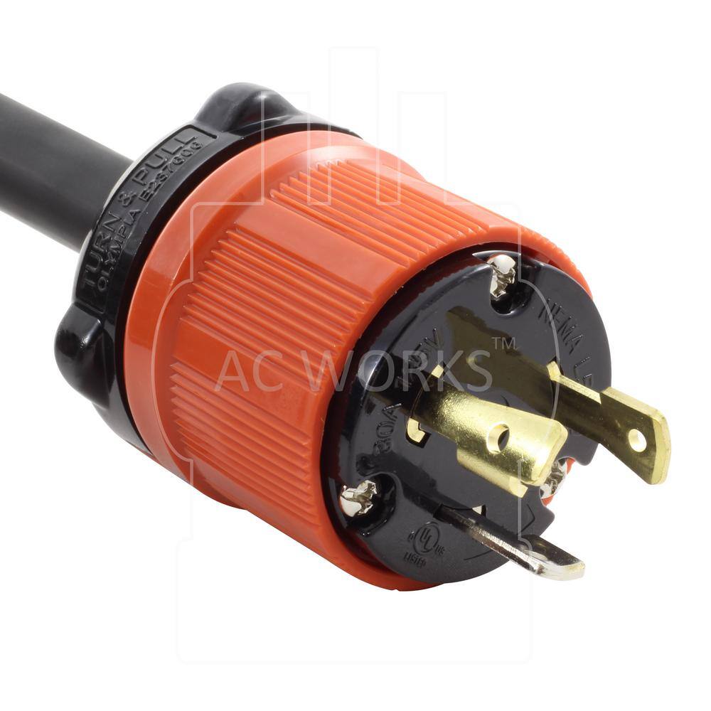 AC WORKS 50 ft. Soow 103 3-Prong Nema L5-30 125-Volt 30 Amp Generator Rubber Extension Cord L530PR-050E