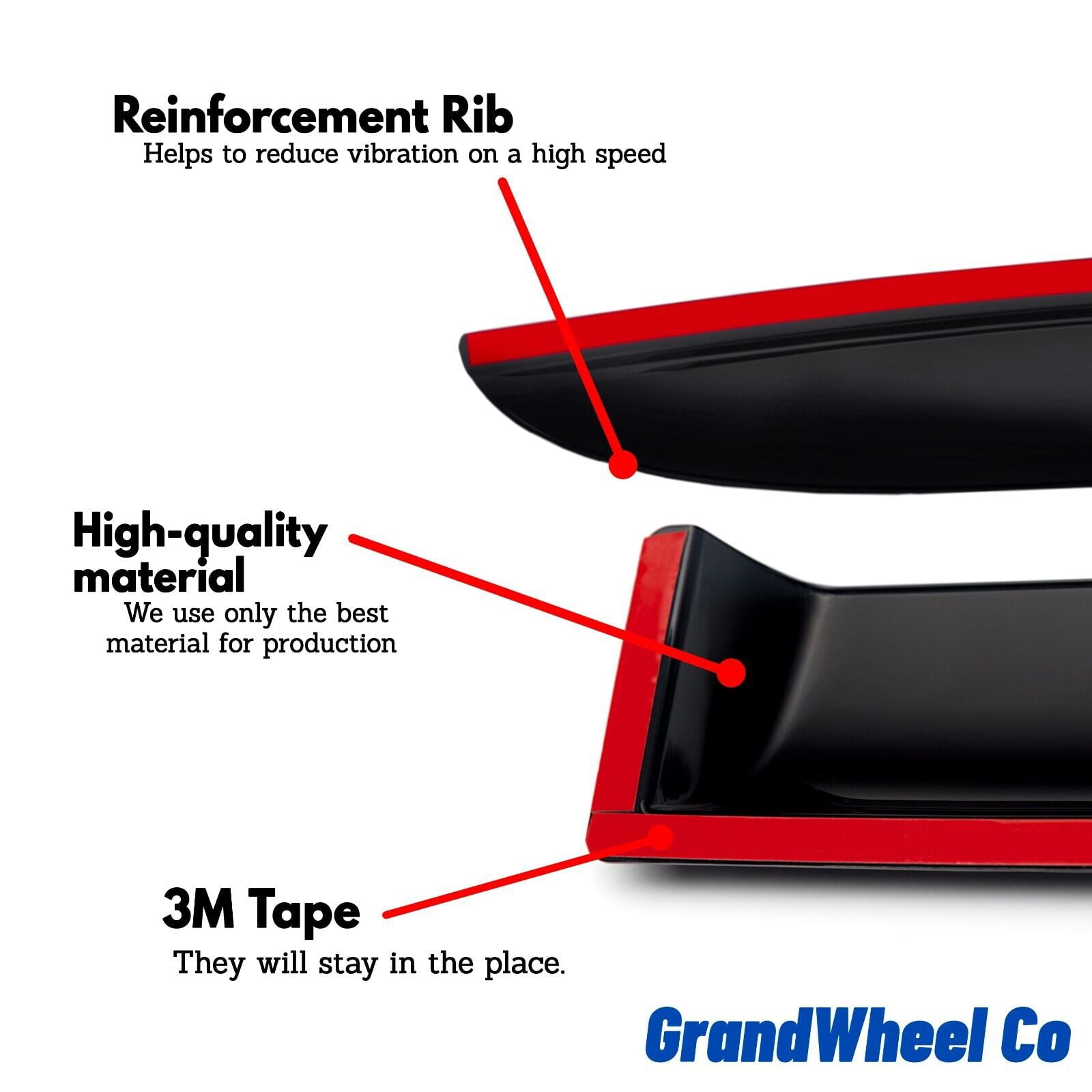 GrandWheel Co Smoke Tinted Tape-On Side Window Vent Visor Deflectors Rain Guards Compatible with Nissan Frontier 2005-2021 Crew Cab/Suzuki Equator 2009-2013 Crew Cab - 4 pcs. GW0170