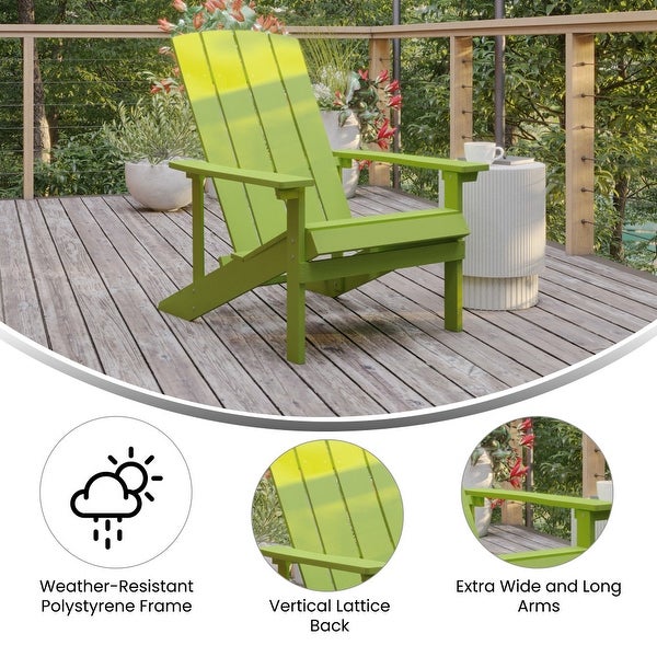 2 Pack Vertical Lattice Back All-Weather Poly Resin Adirondack Chairs - Overstock - 37772949