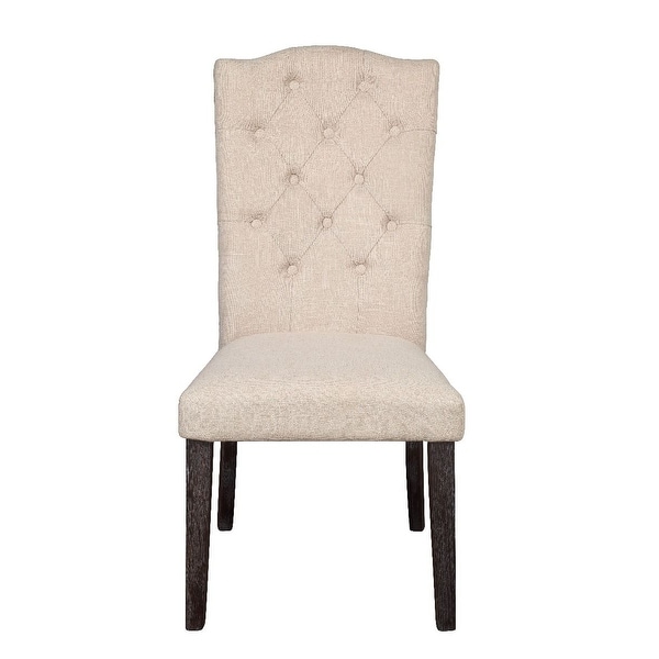 Gerardo Side Chair (Set-2) in Beige Linen and Weathered Espresso