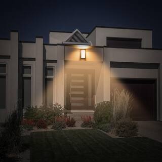 LUTEC 1-Light Black Integrated LED Outdoor Wall Lantern Sconce with Dusk to Dawn Feature 5104101