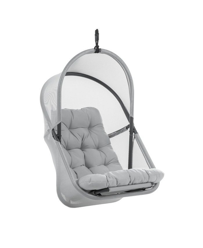 Furniture of America  46 Mesh Foldable Swing Chair with Canopy  High Back Cushion No Stand