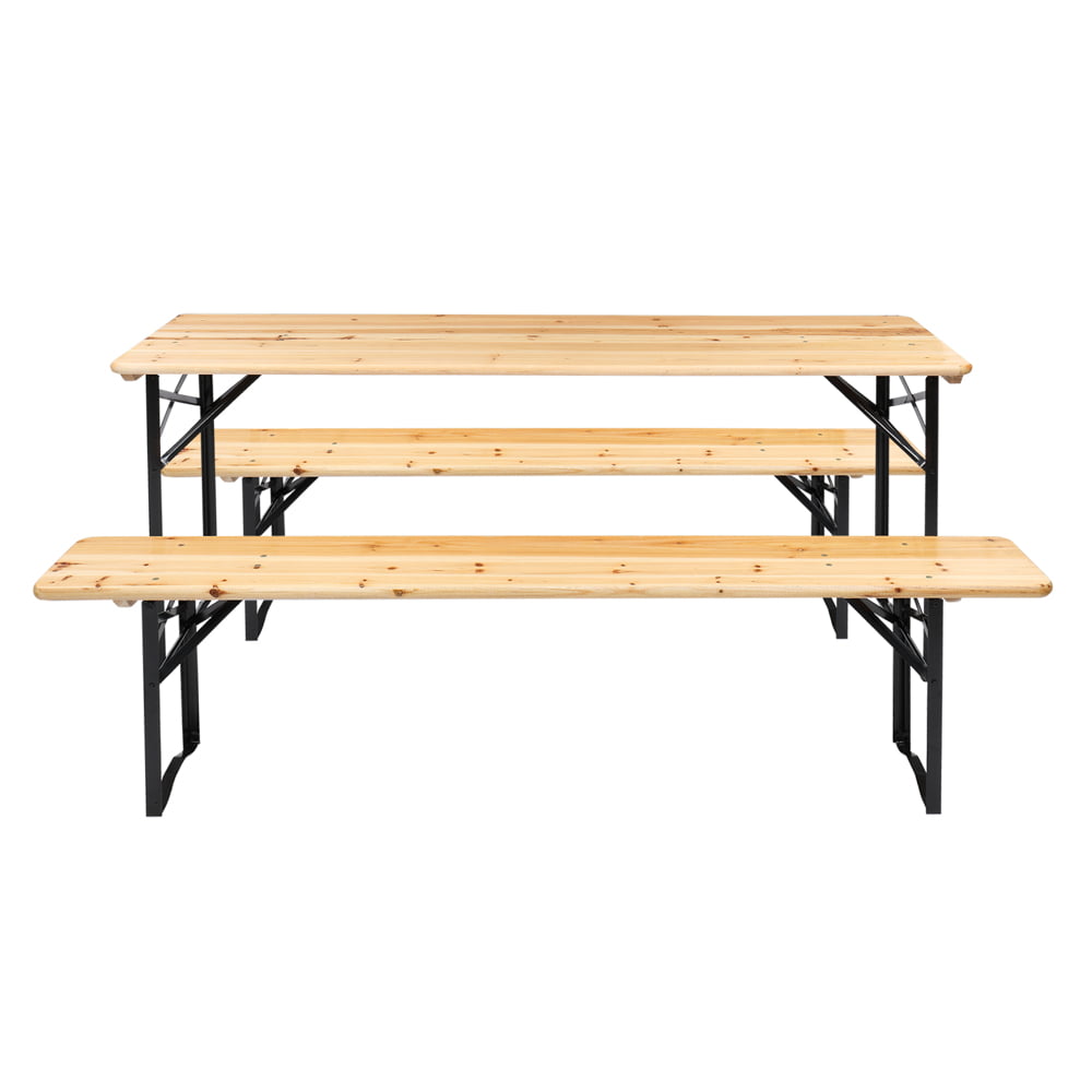 Picnic Combo 3Pcs Set， 5.8Ft Wood Table And Bench Set，Capacity Up To 6 People