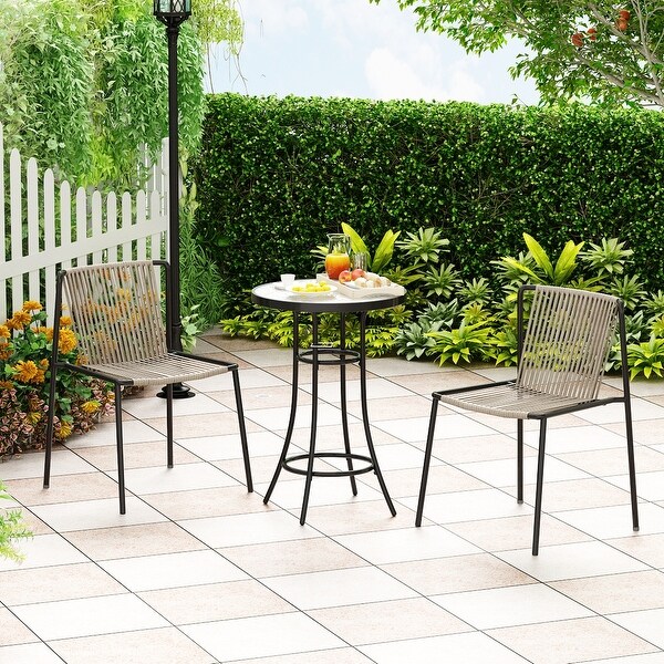 Patio Bistro Table WeatherResistant Black Metal Table Garden，Balcony