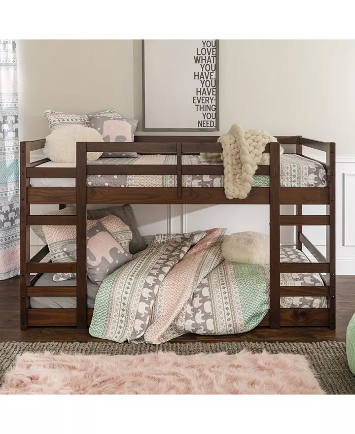 Walker Edison Low Wood Twin Bunk Bed