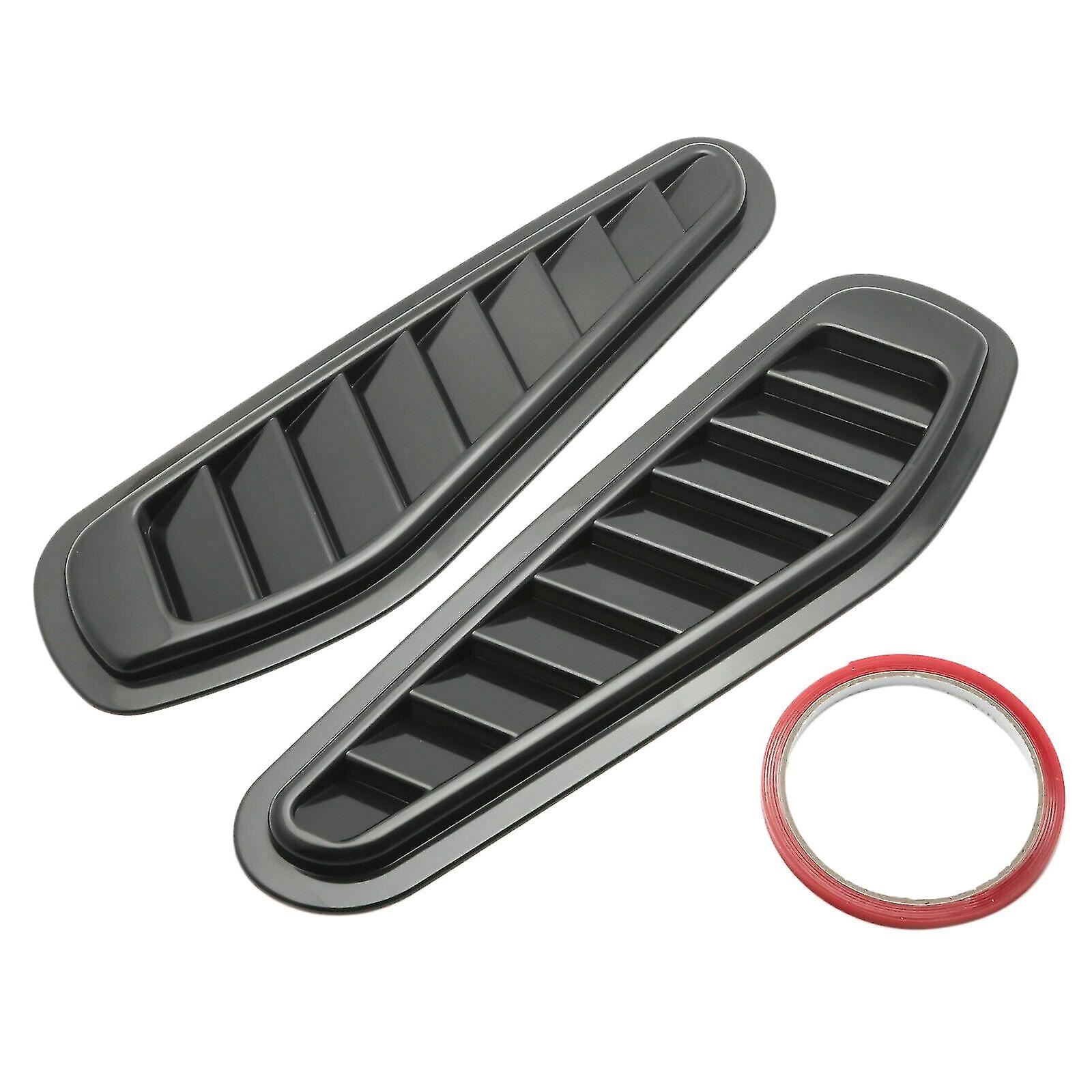 2pcs Car Simulation Shark Air Vent Universal Glossy Black Sport Racing Air Flow Vent Bonnet Hood Sc