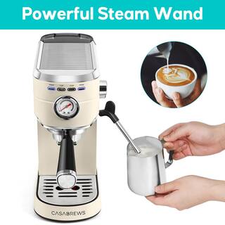 CASABREWS CM5418 20-Cup Beige Stainless Steel Espresso Machine with Milk Frother Steam Wand HD-US-CM5418-YEL