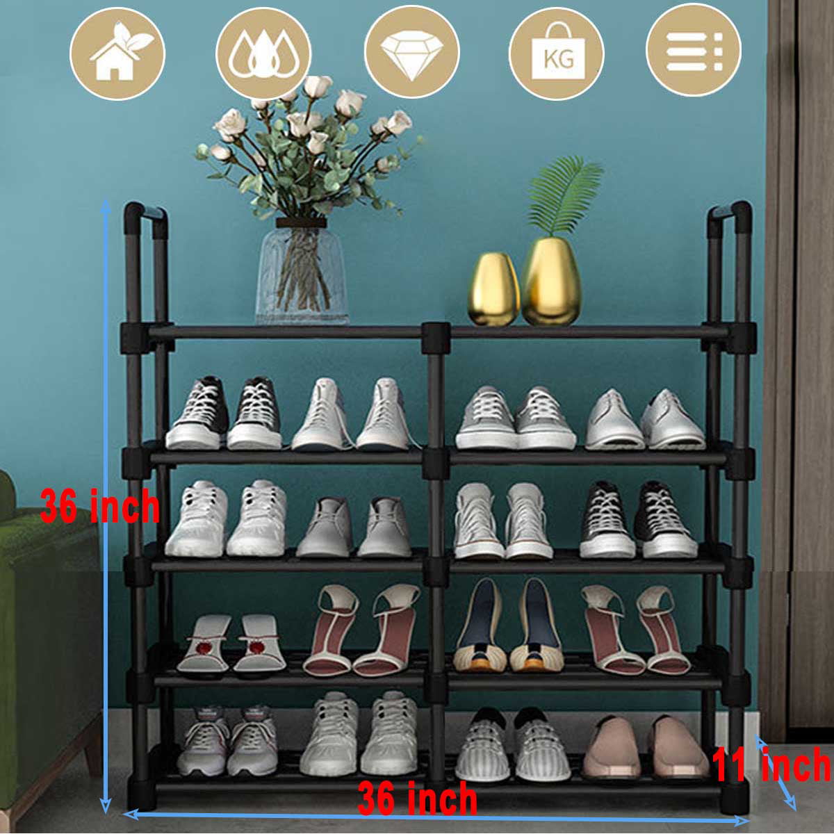 Shoe Rack Shoe Organizer， 20-24  Pairs Shoes Storage Organizer Metal StackableandRemovable Multifunctional Show Rack for Entryway，Closet and Bedroom