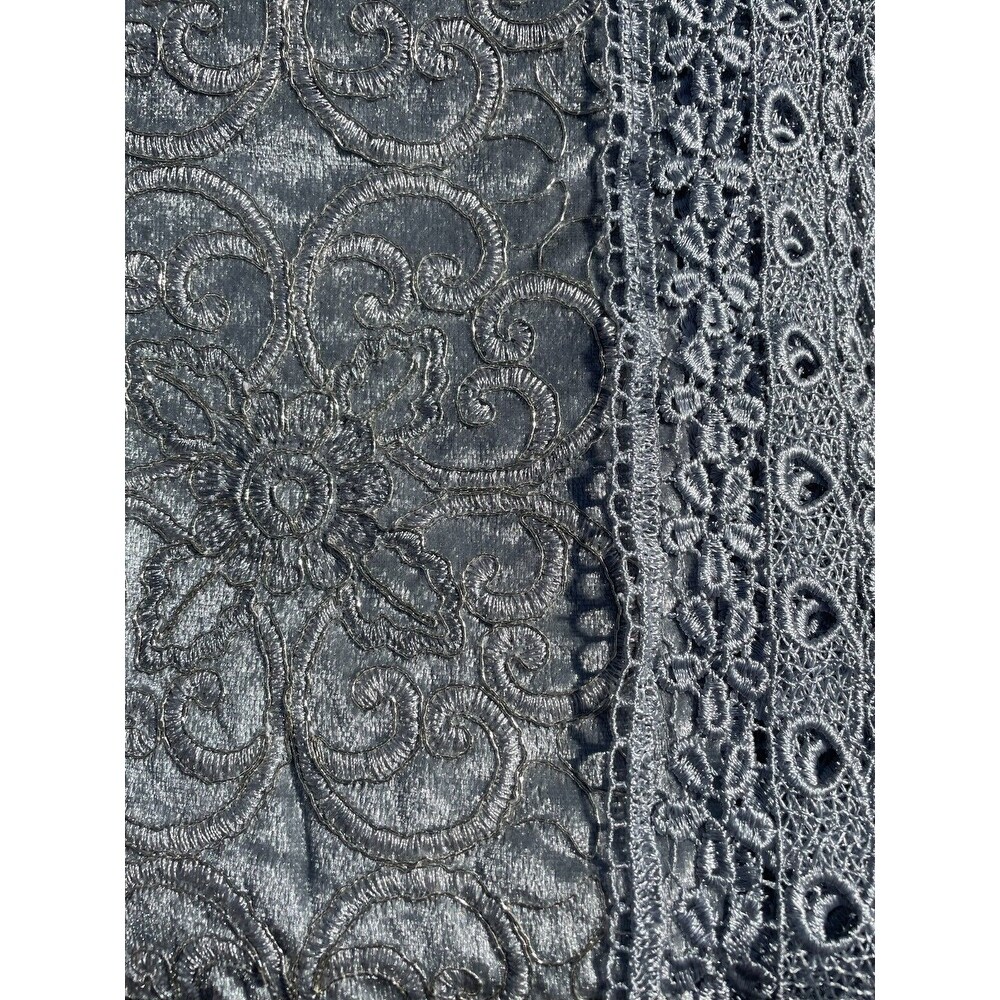 Gray Embroidery Kitchen Curtain 3PC Set Swag and 34 inches Long Tiers Set   55\